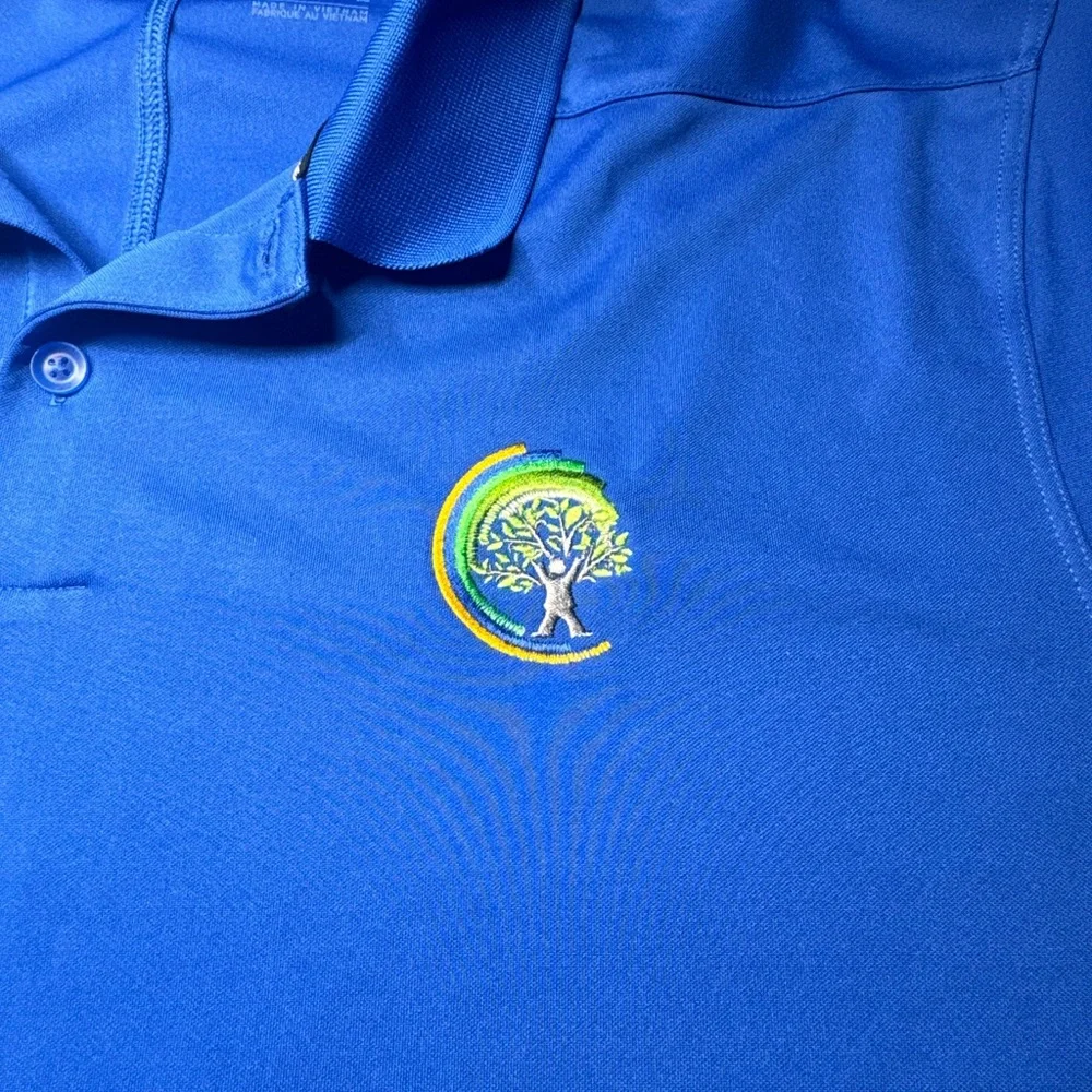 Nike Golf Dri Fit Polo Shirt Mens XL Blue Short‎ Sleeve Logo Collared
